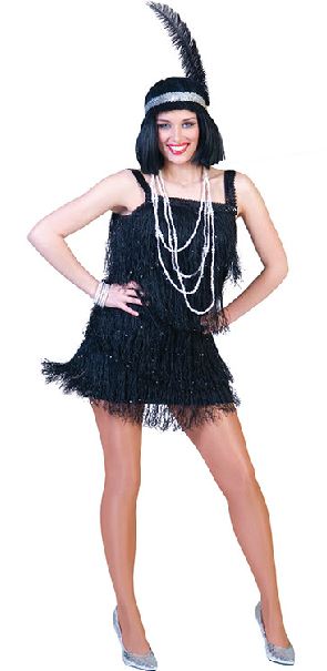 Charleston dame zwart glitter - Willaert, verkleedkledij, carnavalkledij, carnavaloutfit, feestkledij, Maffia en charleston, charlestondame, jaren 20-30, the great gatsby, eerste wereldoorlog,